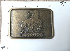 Cadillac 1904 Antique Finish Gold Tone Metal Western Belt Buckle Fits 2 in