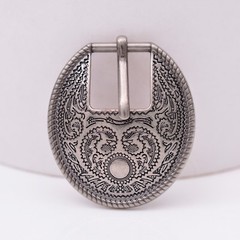 Heavy Duty Silver Flower Engraved Western Cowgirl Belt Buckle Set Fit 15mm Strap