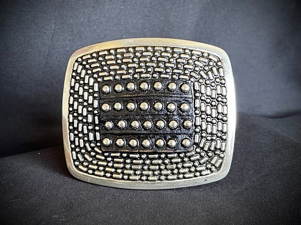 “Shield”Belt Buckle Archive Studded Leather Inlay 2 5/8 x 3 OOAK Darren McNeese