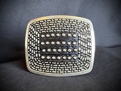 “Shield”Belt Buckle Archive Studded Leather Inlay 2 5/8 x 3 OOAK Darren McNeese