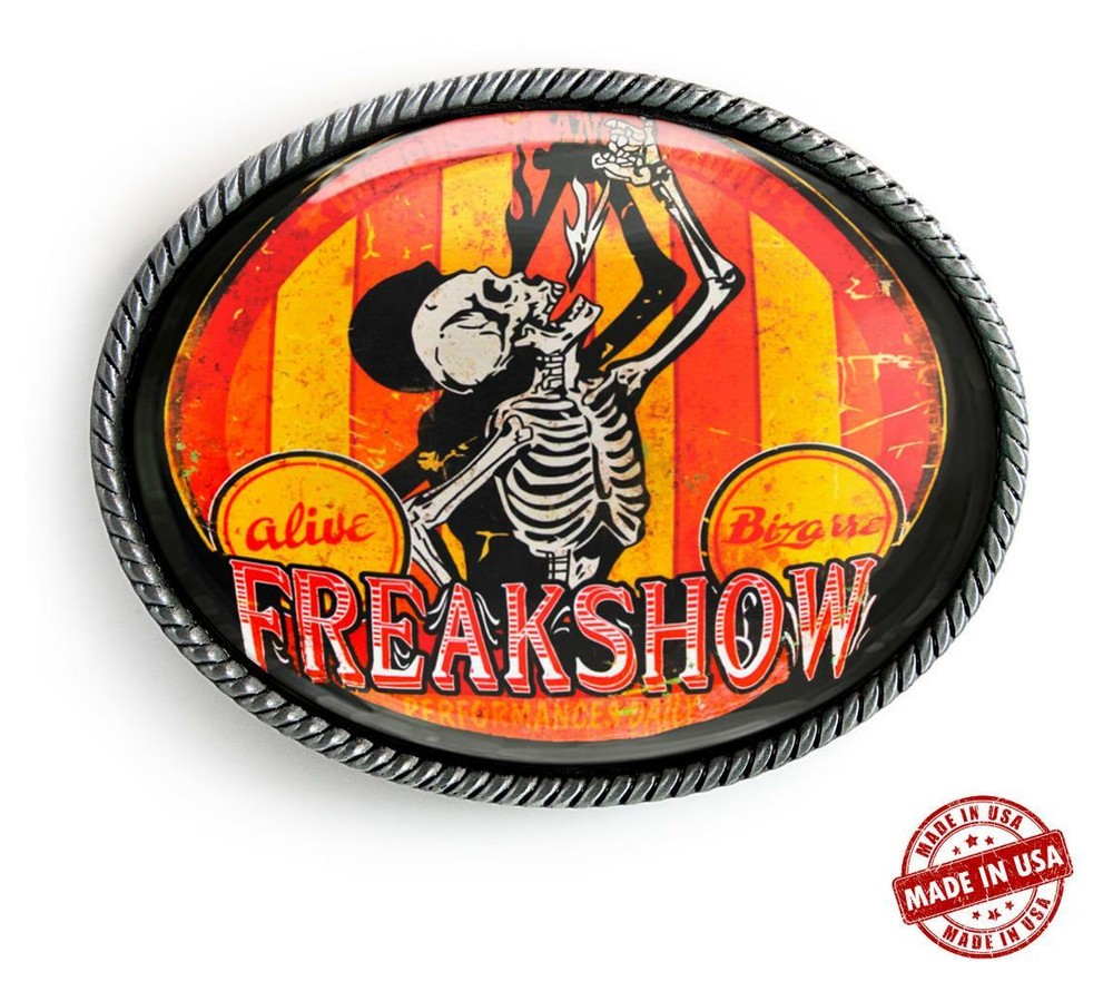 Freak Show Neo Vintage Circus Art Handmade Artisan Belt Buckle