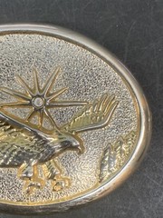 Gold & Silver Tone Flying Eagle Oval Belt Buckle