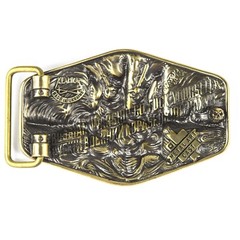 Warship done! solid brass belt buckle, ukrainian trident, russian combat ship