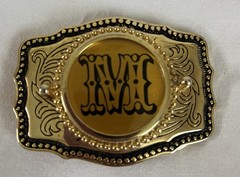 Vintage Western Style Belt Buckle with Intricate Initial Motif Letter M USA
