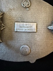 Bergamot Brass Works Bass Belt Buckle Vintage 1977 X-144. Made In USA Fishing