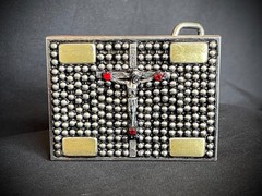 Industrial Crucifix Belt Buckle Archive Red Crystals OOAK Darren McNeese