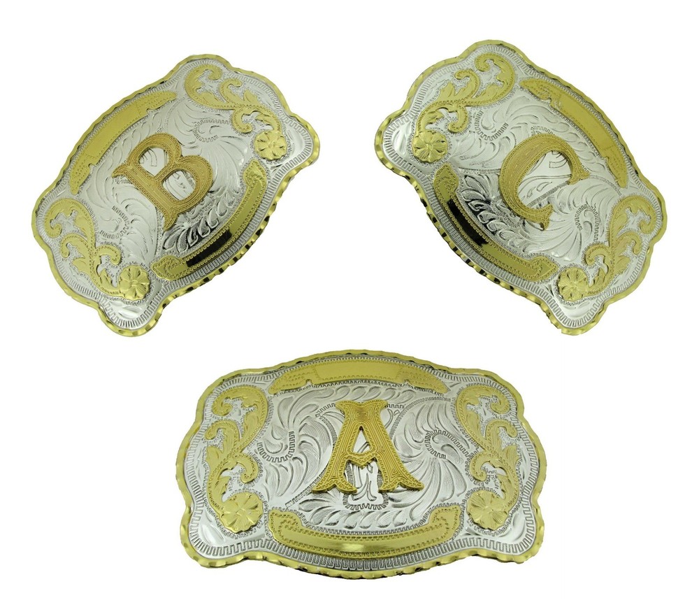 Initial Belt Buckle Letter N E W A B C D G J L R S M e n Women Western Rodeo BIG