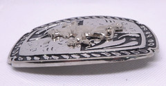 Bull Rider Cowboy Rodeo Western Silver/Black Tone BELT BUCKLE / New