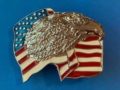 LARGE SIZE USA COWBOY RODEO SIZE American Flag Eagle Belt Buckle