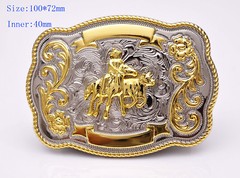 BULL RIDE RODEO LONG HUGE RODEO BIG COWBOY WESTERN GOLD SILVER SHINE BELT BUCKLE