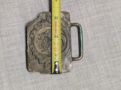 vintage BRASS belt buckle BRONZE handcrafted BRUTALIST fantasy buffalo 1970s