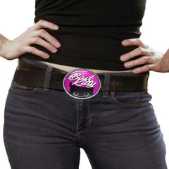 Bad Kitty Black Cat Hot Pink Punk Handmade Artisan Belt Buckle