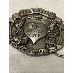 Vintage Siskiyou Belt Buckle Silver Excellent 1984 Valentine NE Centennial Retro