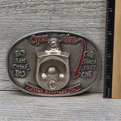 Jesus Beverage Co Belt Buckle Mens Silver Western Bottle Opener Logo Novelty
