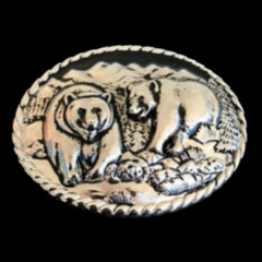 GRIZZLY BLACK BROWN BEAR BEARS BELT BUCKLE BUCKLES