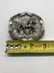 Vintage 1976 Bergamot Horse Belt Buckle. Horse Prancing .Stamped I-144