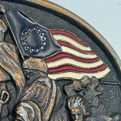 Vintage Washington Crossing the Delaware Brass Belt Buckle Patriotic Americana
