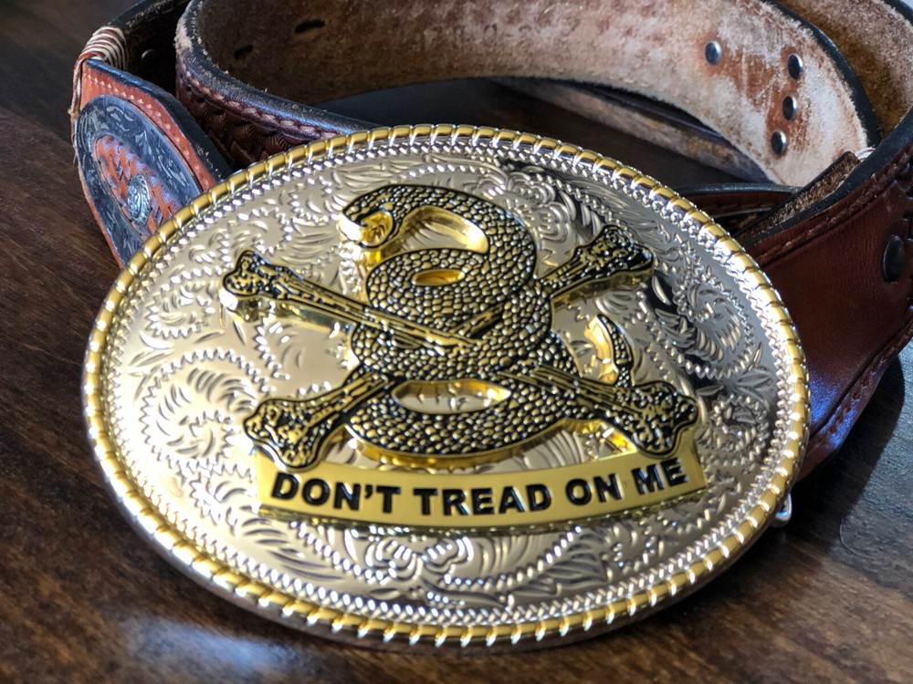 Large Oval Don&rsquo;t Tread On Me Belt Buckle w/3D Snake FREE SHIPPING!!!