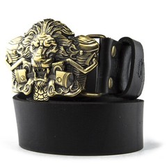 Biker belt buckle BURNING LION, Handmade biker animal lion style