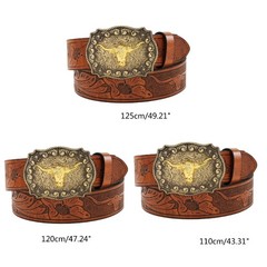 Longhorn Bull Belt Buckle Belt Vintage Western Belt Cowboy Belts For Men Western