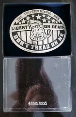 Montana Silversmiths Men&rsquo;s Liberty Or Death Don&rsquo;t Tread On Me Buckle Silver NEW