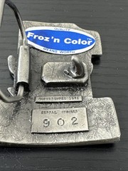 1975 Great American Buckle Co. Eagle On #1 Vtg Belt Buckle Silvertone & Green