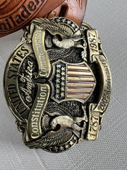 USA commerative 200th anniversary leather belt & buckle, Sz M 34-36, America!