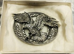 Flying Eagle Belt Buckle EJC 1995 Pewter Diamond Cut Detailed Never Used