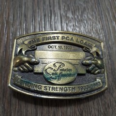 Vtg Belt Buckle The First PCA Loan 1933 50th Anniversary 3D Relief