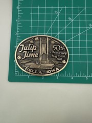 Tulip Time 1985 Iowa 50th Anniversary Solid Brass Belt Buckle Limited Edition