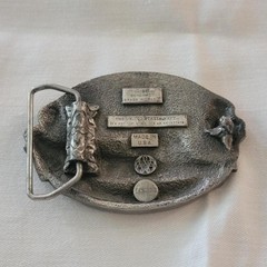 Vintage Pewter U.S. Navy Ship Bergamot Brass Works I-132 Belt Buckle