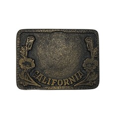 MAFCO California Poppy Belt Buckle Brass Heritage Western Rodeo Trucker Vintage