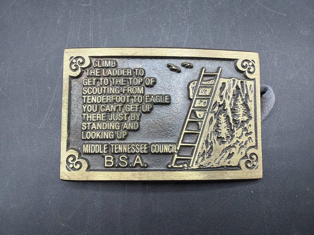 Vintage Brass Boy Scouts Middle Tennessee Council Belt Buckle