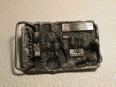BOWLING SHOWING PINS BAG BALL SHOES MENS PREOWNED METAL SISKIYOU BELT BUCKLE
