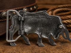 Western Bull Cowboy Belt Buckle Antique Silver Gold Tone Rodeo Fits 1-1/2&Prime; Belt