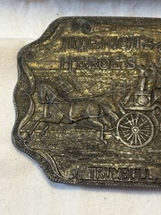 VTG Trumbull Ct. America&rsquo;s Heroes Fire Department Brass Belt Buckle Turtle