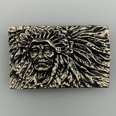 Vintage Pure Copper Indian Chief Portrait Men&rsquo;s Belt DIY Board Buckle