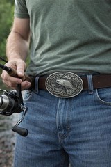 Western Fish Belt Buckle Angler Trout Salmon Silver Bronze Cowboy Style
