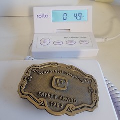 Vntg Brass Belt Buckle Continental Telephone Safety Award 1982 Mens Collectible