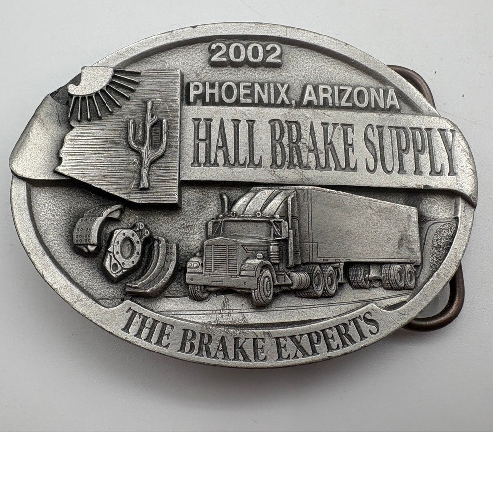 Hall Brake Supply Belt Buckle 2002 Phoenix Arizona Semi Truck Pewter Silver EX