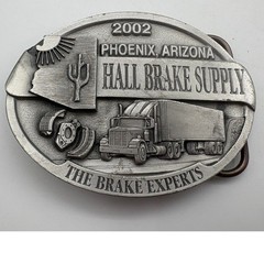Hall Brake Supply Belt Buckle 2002 Phoenix Arizona Semi Truck Pewter Silver EX