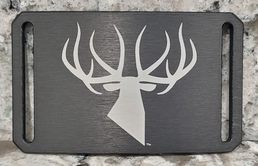 GRIP6 BELT BUCKLE – BUCK / STAG / DEER WITH RACK – GUNMETAL – 1.5 INCH WIDE