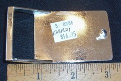 2 1/2&Prime; DRESS SIZE BELT BUCKLE W/COPPER & SILVER-PLATE GRIZZLY BEAR/SHORE SCENE