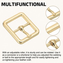 8Pcs 0.75&Prime; Single Prong Belt Buckle Square Center Bar Buckles Light Gold