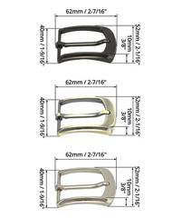 QWORK Classic Belt Buckles Set, 38-40 mm (1.5&Prime; – 1.6&Prime;), Silver, Bronze, Gray