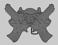 Skull Belt Buckles Black Metal Vintage Halloween Gun Pistols Pirate Skeleton