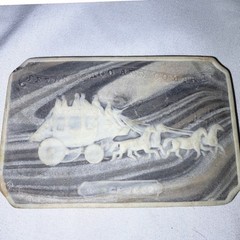 Belt Buckle Vintage Stagecoach Marbled Grey White OS