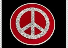 Peace Sign Red Rhinestones Belt Buckle Love Hippie Hippy Belts Buckles