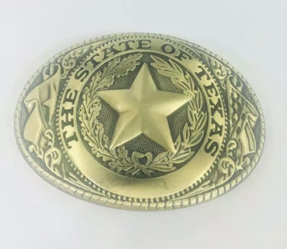 Western Rodeo TEXAS Cowboy Lone Star Belt Buckle Antic Brass Hebillas Vaqueras