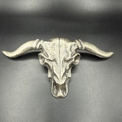 Texas Longhorn Steer Cow Skull Vintage Western Belt Buckle 6” Made In ITALY